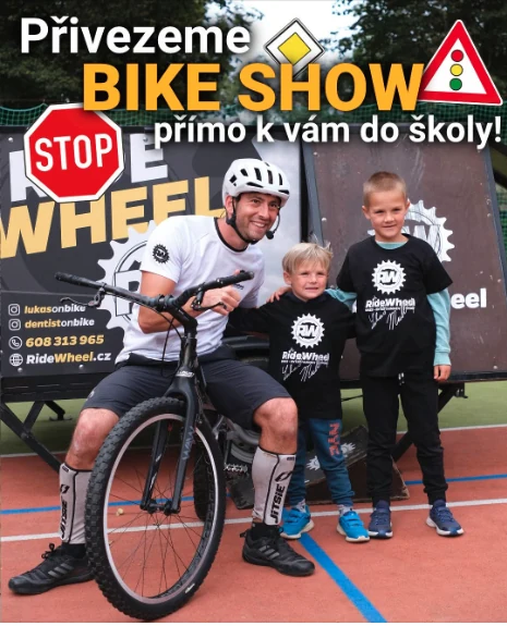 Reklama RideWheel na bike show a dopravní program pro základní školy